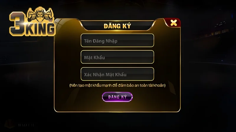 Người chơi cần điền đúng và đủ toàn bộ dữ liệu theo biểu mẫu đăng ký 3King