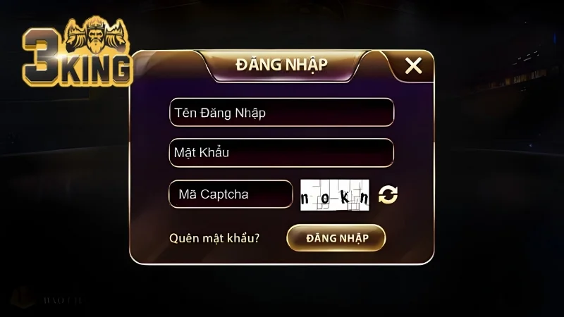 Người chơi điền chuẩn xác tài khoản đăng nhập 3King chính chủ vào ô tương ứng